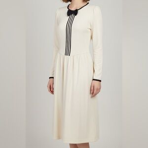 VINTAGE Lanz Originals Cream Pleated Dress